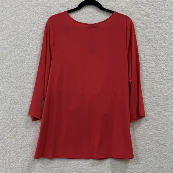 NWT Alfani Women's 2X Flamenco Pink 3/4 Sleeve Waist Twist Stretch Blouse $65 - Picture 3 of 8